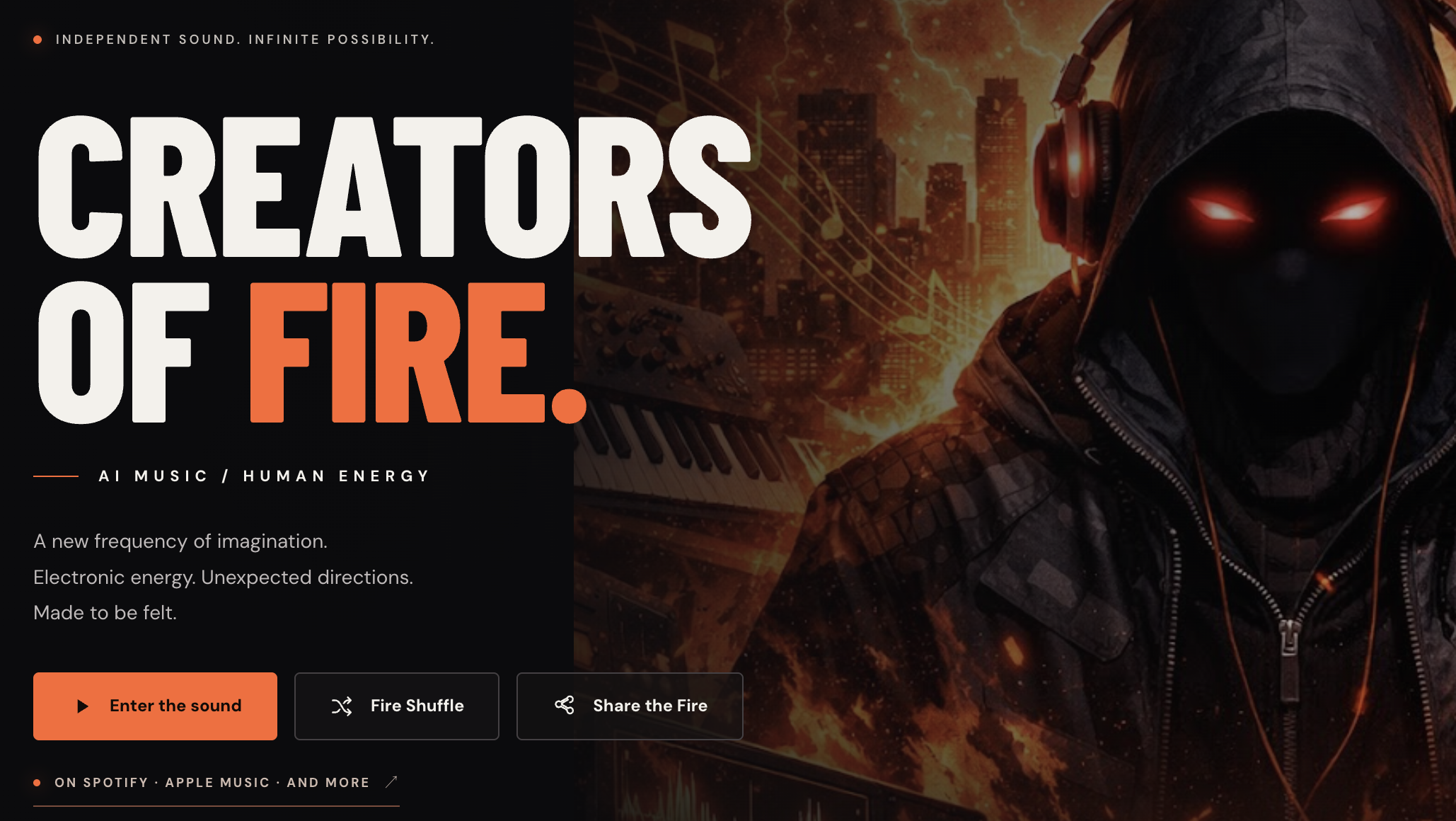 Creators of Fire website screenshot