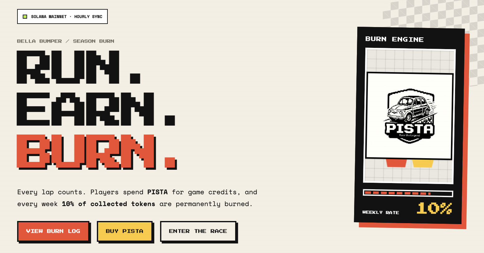 PISTA Burn website screenshot