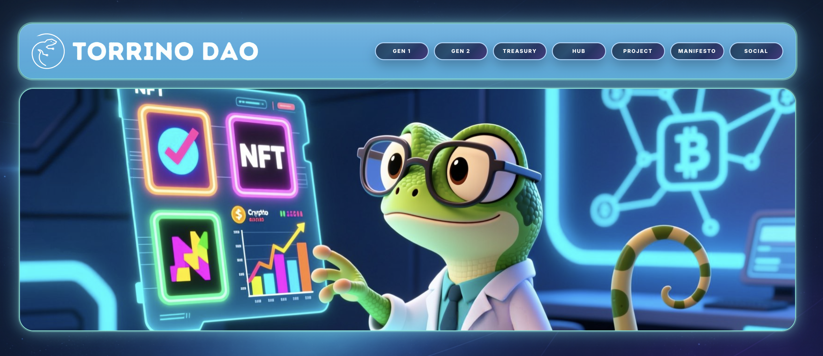Torrino DAO website with NFT collections treasury and ecosystem sections